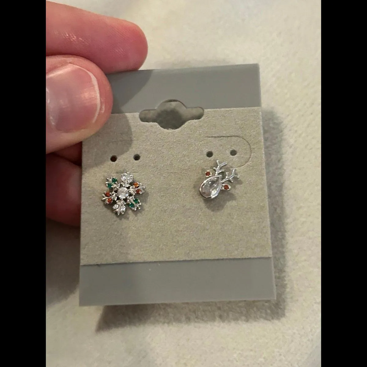 reindeer snowflake 925 sterling silver earring Stud - Image 2