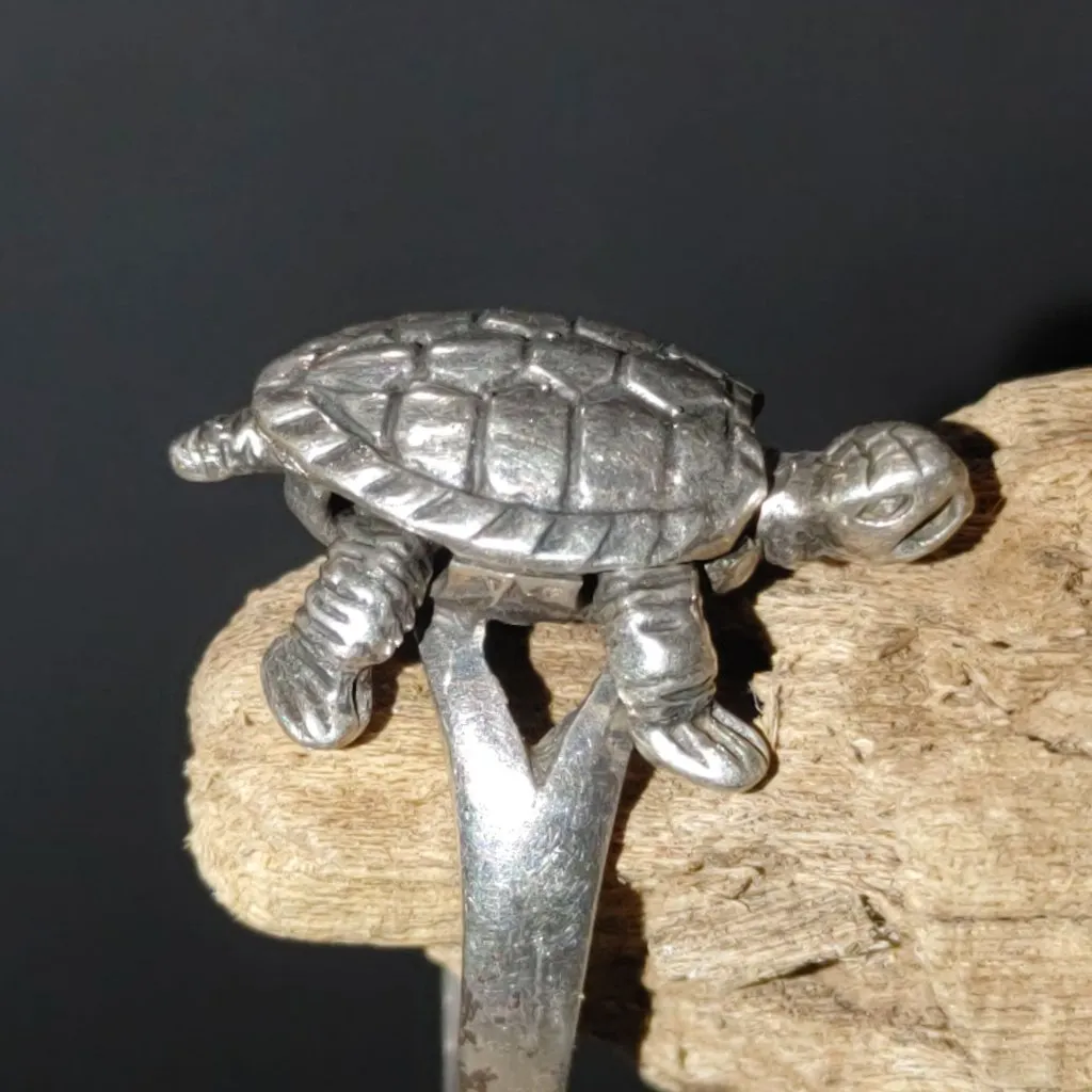 Turtle Tortoise Design Ring Moving Parts Articulated Sterling Silver 925 Nature - Image 4
