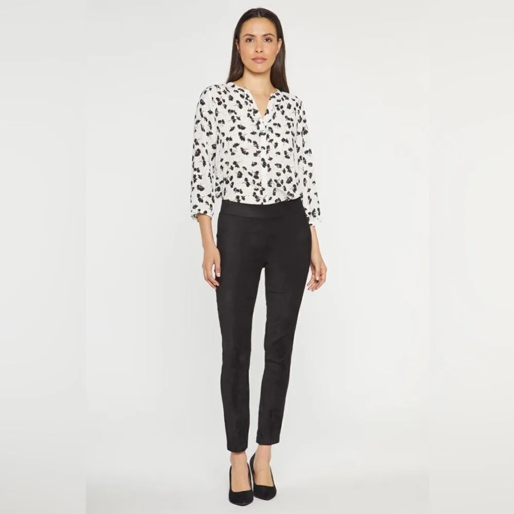 NYDJ Basic Legging Pants In Stretch Faux Suede NWT Black Size 10 - Image 4