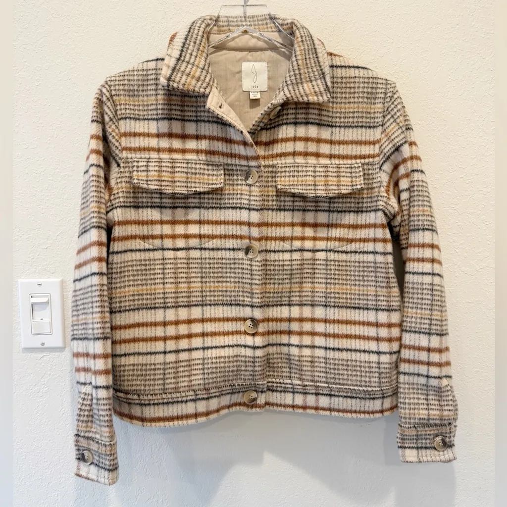 Joie  Brushed Plaid Boxy Jacket‎ size XS Shacket - Image 2