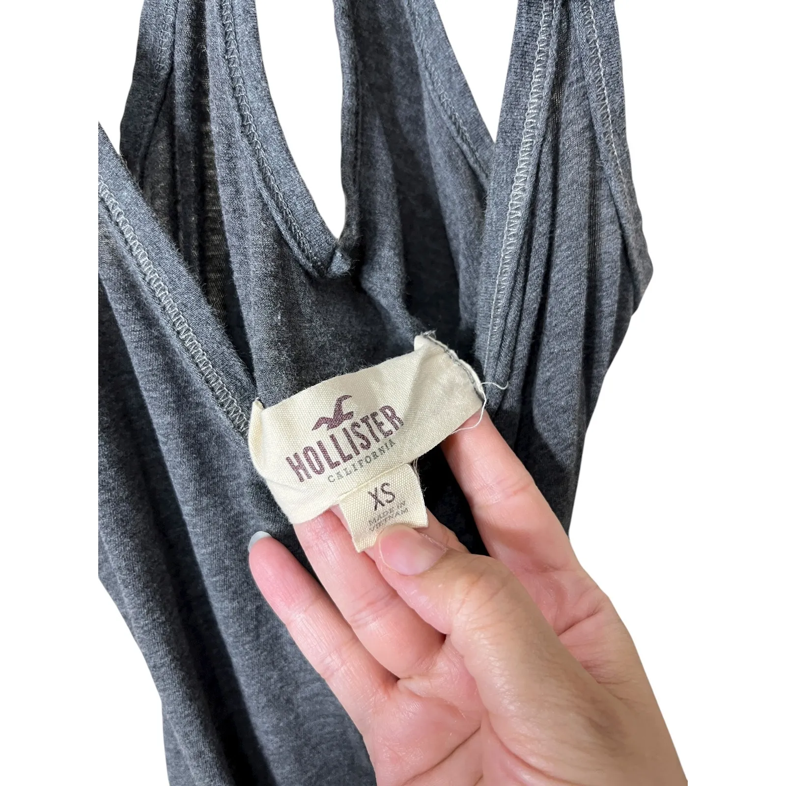 Hollister Y2K Gray Drawstring Romper Women's XS Sleeveless Cross Back‎ Casual - Image 6