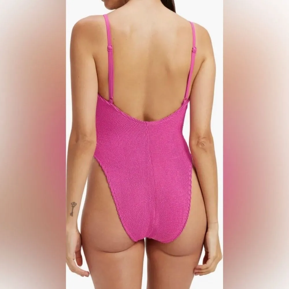 Good American Always Fits Sculpt One-Piece Swimsuit Fuchsia Pink- Size 1/2 (S/M) - Image 3