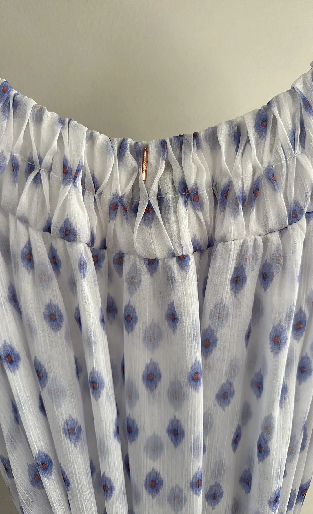 NWT MISA Artemis Off-the-shoulder Belted Chiffon Dress In White Evil Eye - Image 7