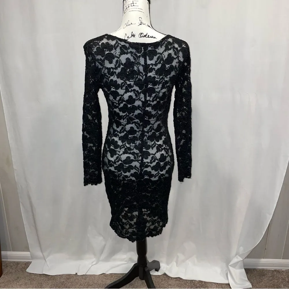 Vintage black lace Capezio bodycon long sleeve dress 👗 sexy dance lingerie - Image 9