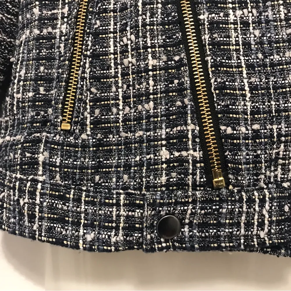 SUNDAYS bliss lined jacket navy zip up top blazer size small - Image 5