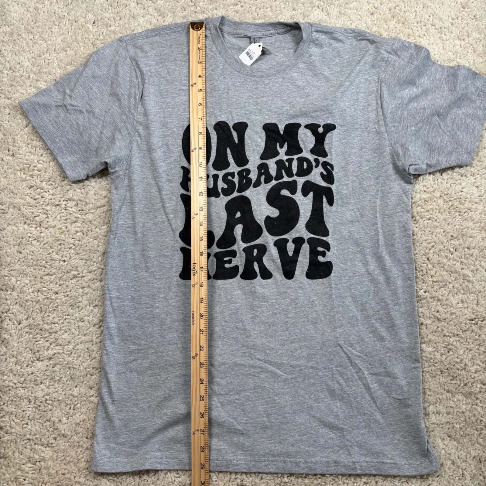 Next Level Apparel Womens Graphic Tee ON MY HUSBANDS LAST NERVE Grey Size L - Image 4