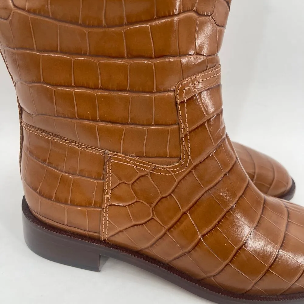 SCHUTZ Boots Terrance Up Size 6.5 NEW Leather Crocodile Tall Embossed NWOT - Image 5