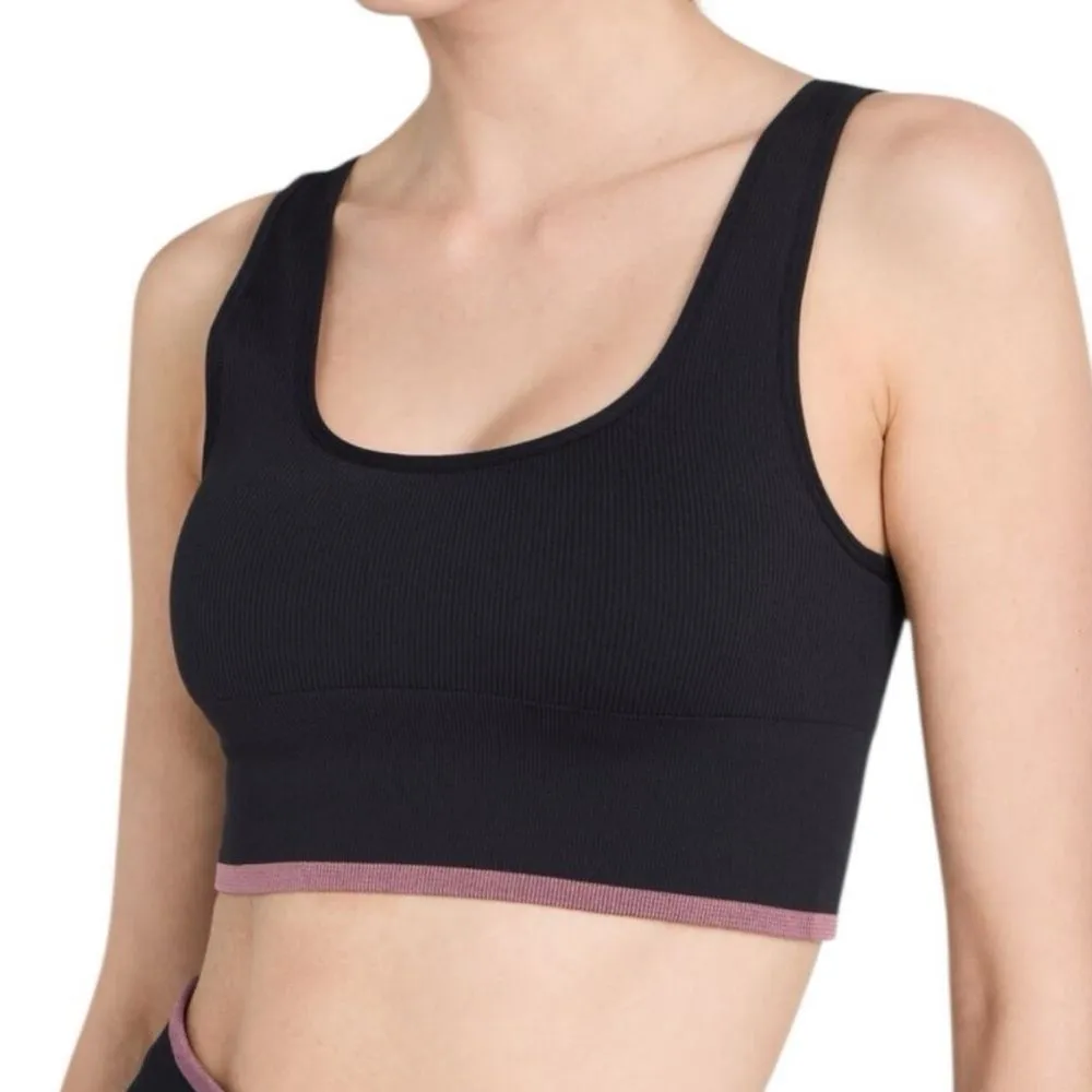 Outdoor Voices Sports Bra Longline Seamless Scoop Ribbed Black Pink- Size XL - Image 3