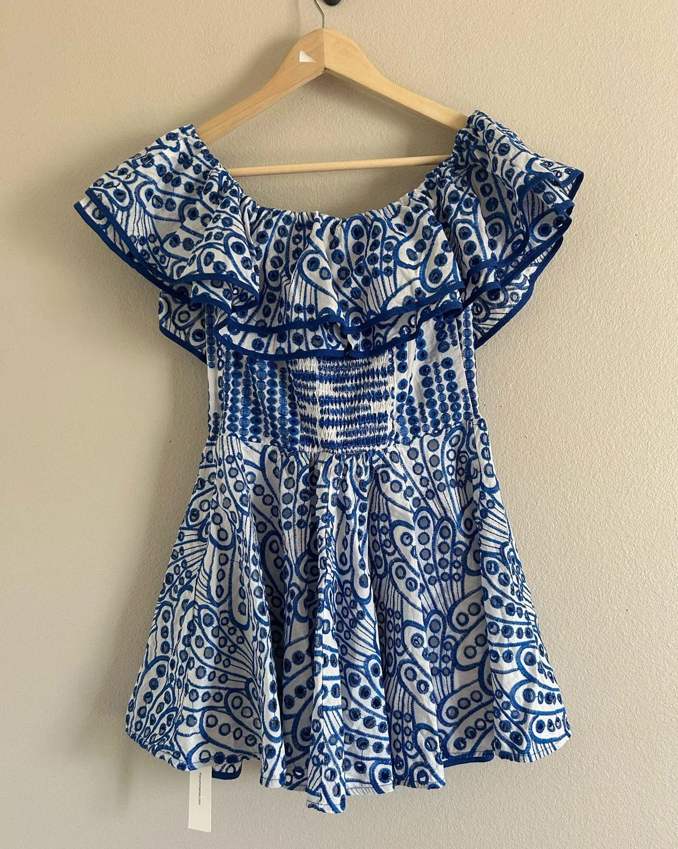 NWT COMMENSE blue and white Embroidered Semi - Image 5