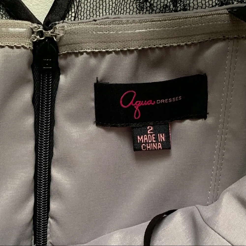 Aqua Dress Black Lace Mesh Tulle Sleeveless Fit & Flare Party Mini Size 2 NWT - Image 2