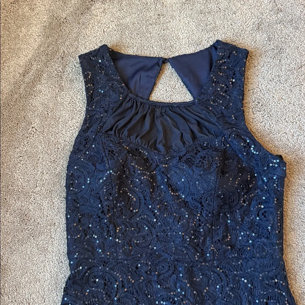 City Triangles Navy Blue Lace Sequin Dress SIZE 13 - Image 2