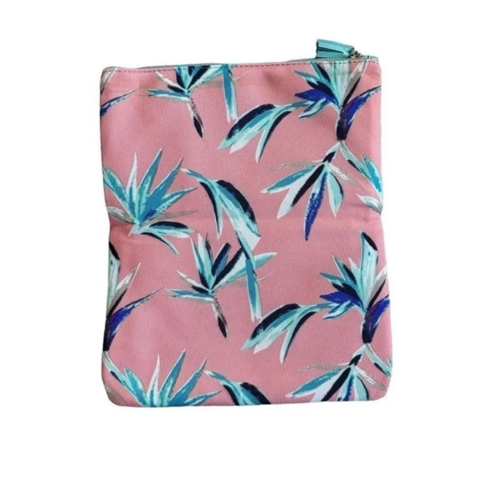Rachel Pally Teal Pink Tropical Floral Leaf Pattern Reversible Fold Over Clutch - Image 3