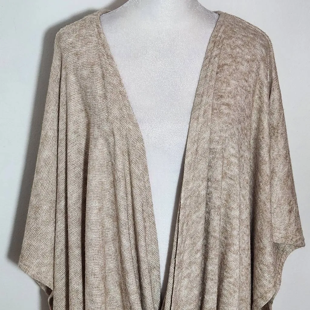 Kori Tan Draped Oversized Sweater Size Large Heather Brown Short Sleeve Sweater - Image 4