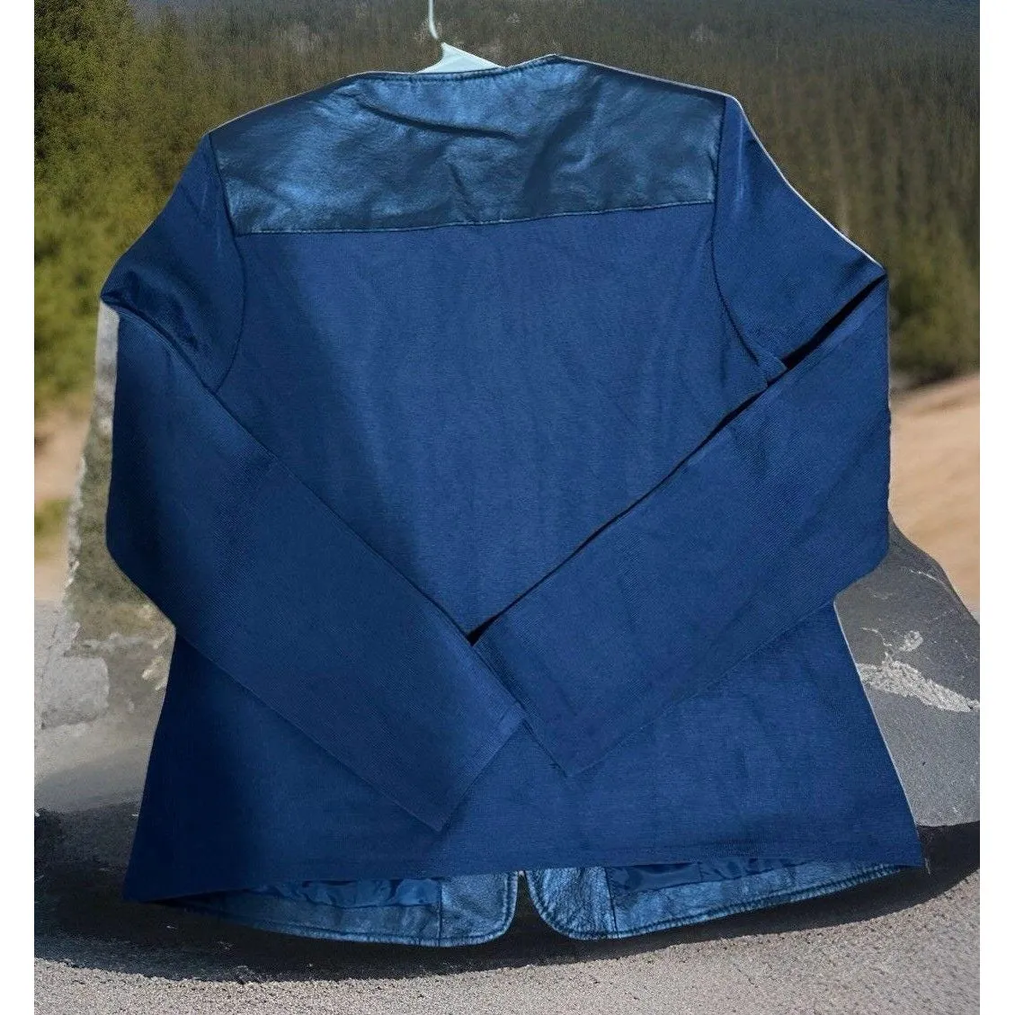 VTG Chic 90S Women's Peter Nygard Genius Leather/Knit Embellished Jacket M - Image 6