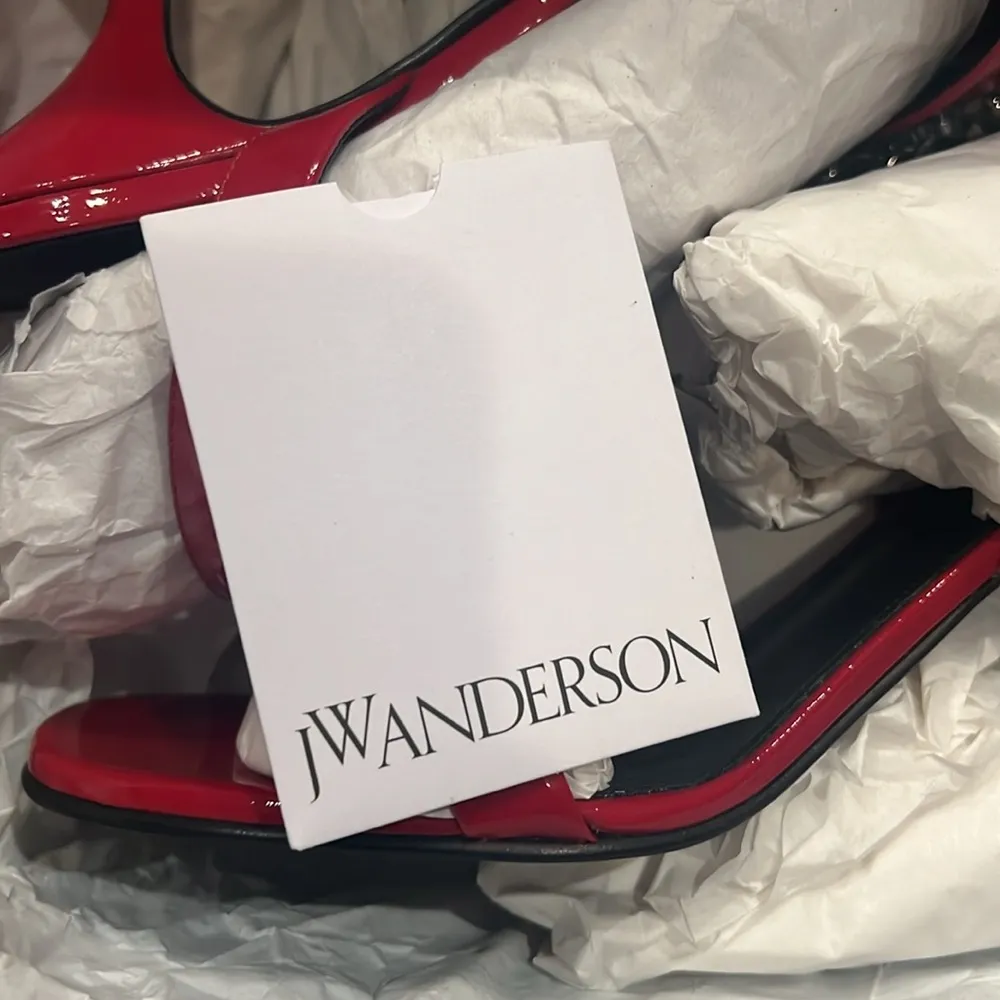 JW Anderson Chain Ankle Strap High Heel Sandals in Red, Size 37.5 New in Box Red - Image 12
