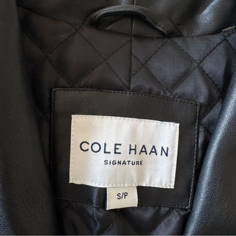 Cole Haan Signature Wing Collar Faux Vegan Leather Jacket Size S - Image 11