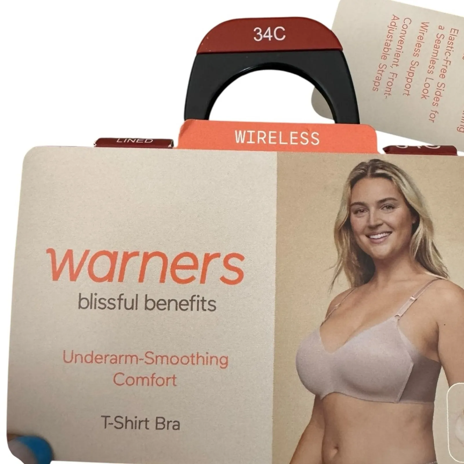 Warner's BLISSFUL BENEFITS underarm smoothing Comfort T shirt Bra NEW Size 34C Tan - Image 8