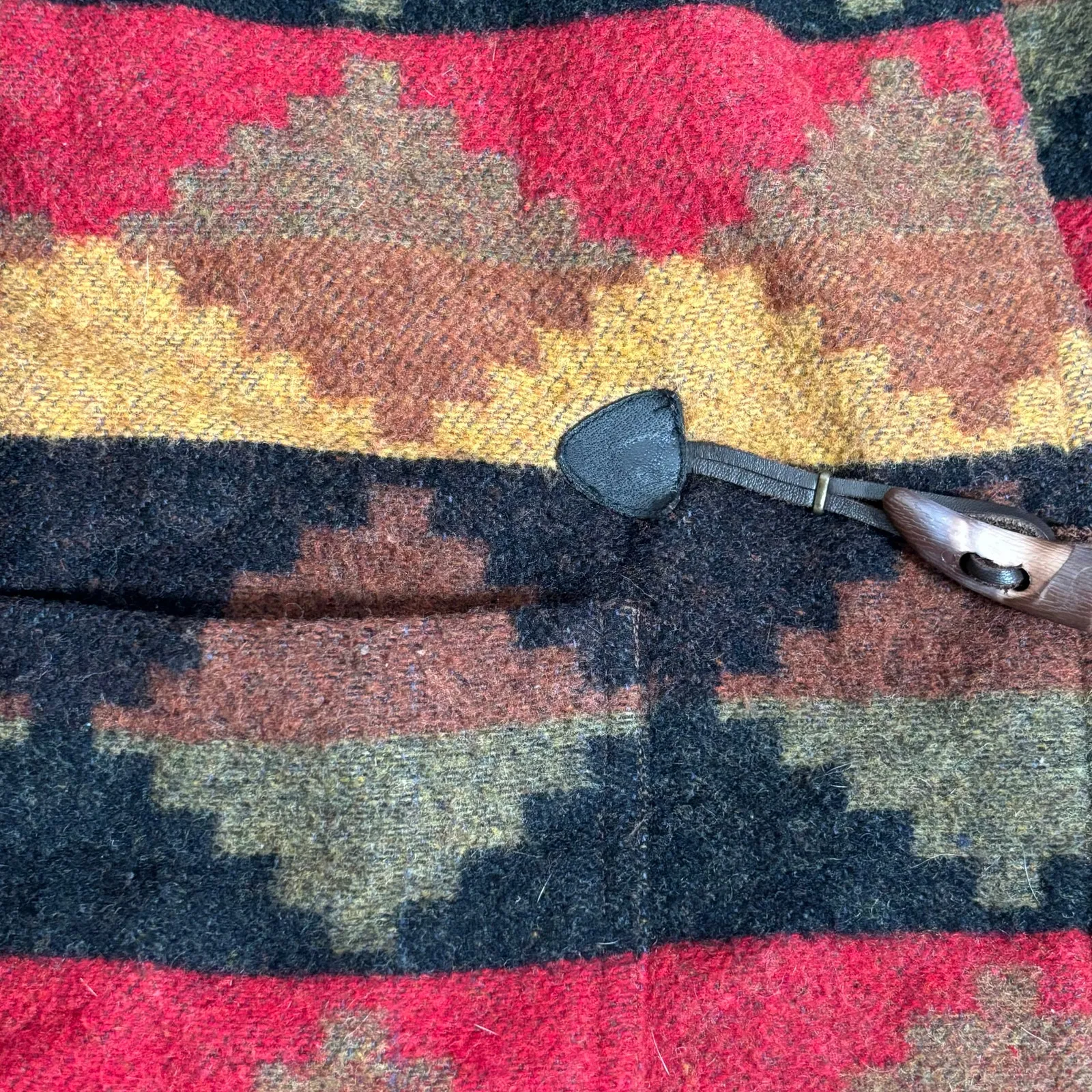 Vintage Rafaella Wool Blend Aztec Southwest Toggle Coat Jacket Small Multicolor Red - Image 8