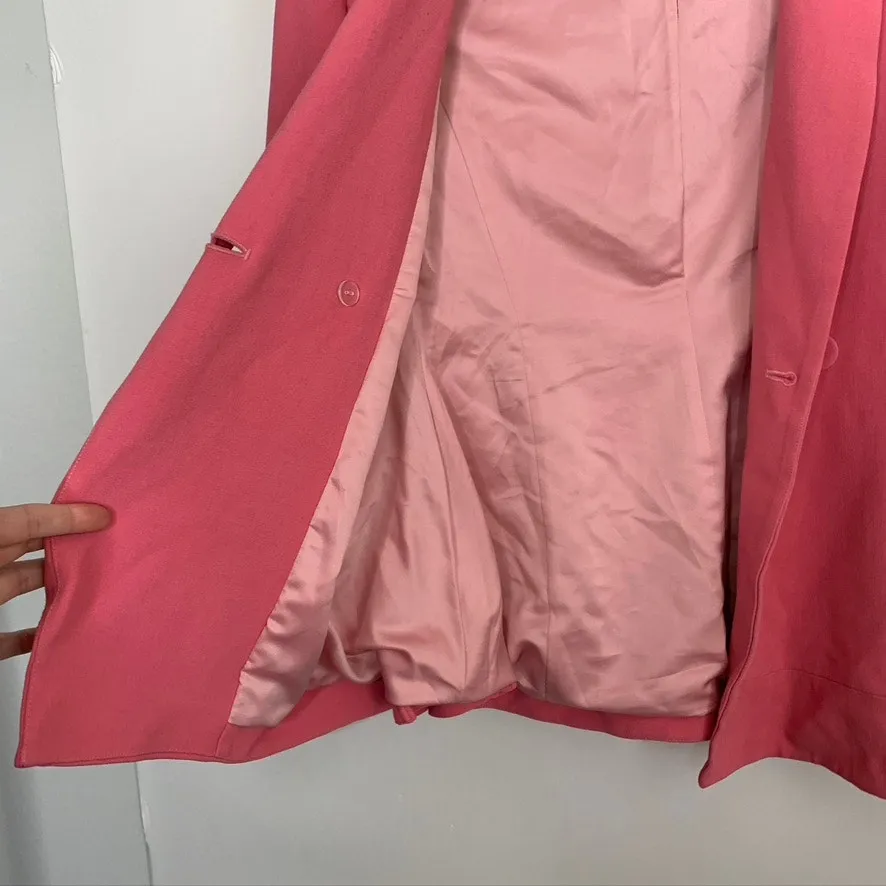 Saloni Maxima Double Breasted Belted Crepe Blazer Size 0 Pink Womens - Image 4