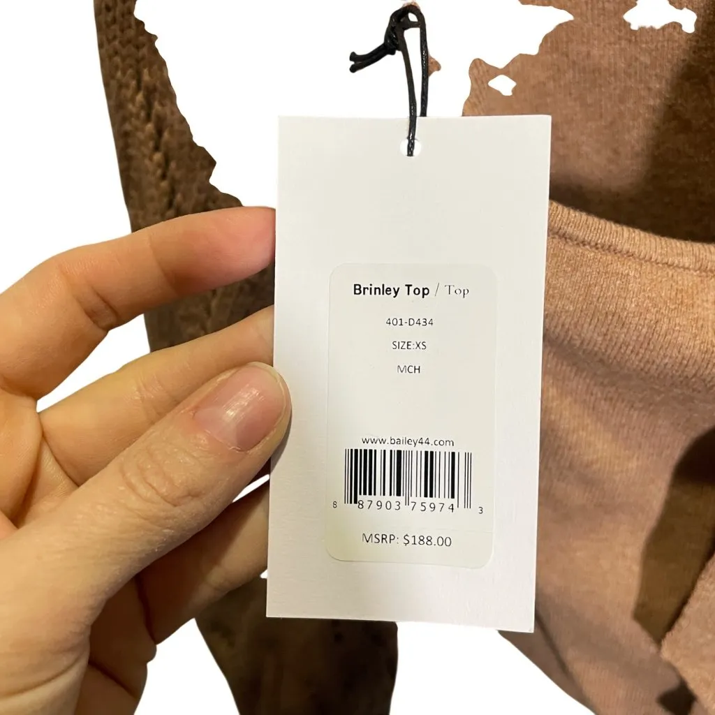 Bailey 44 XS Brown Brinley Top Open Back Knit Long Sleeve - Image 3