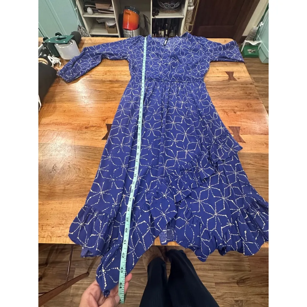 Women's Plenty by Tracy Reese Blue White Long Sleeve Dress M Size M - Image 10