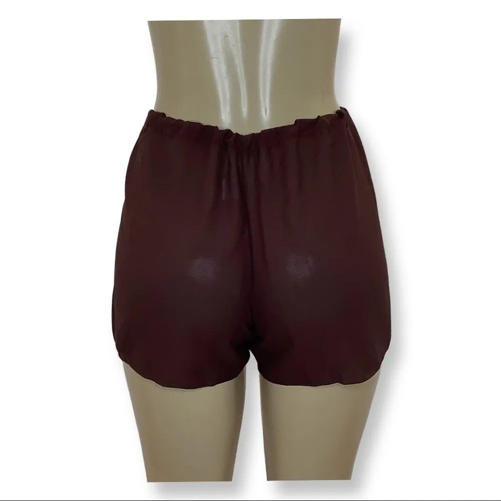 Zuliana Brown Waist Tie Shorts Size M/L Made in USA New With Tags - Image 3