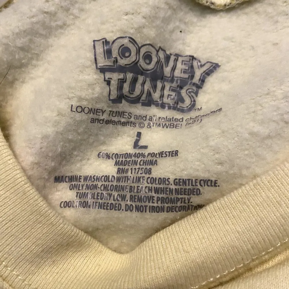 Looney Tunes Sweatshirt Pullover Crew Neck All Over Tweety Bird Yellow Large - Image 4