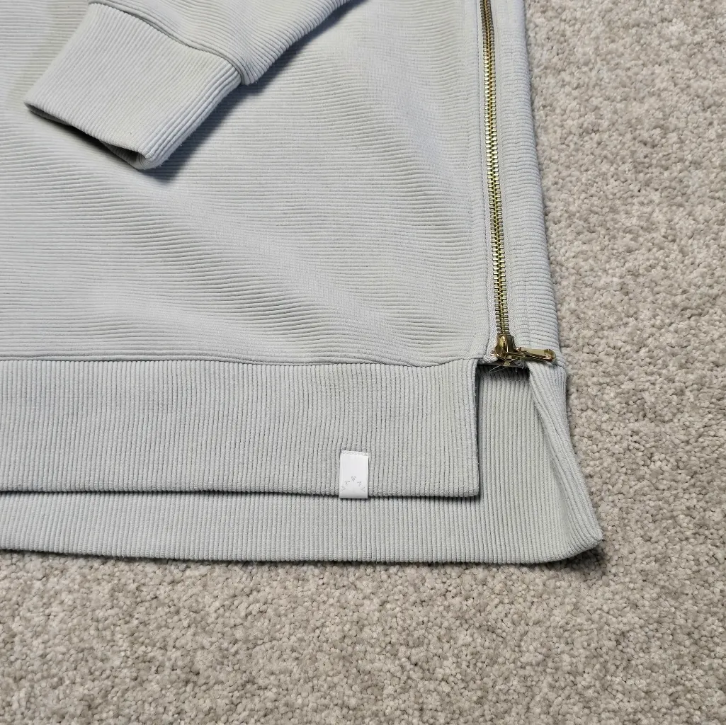 Varley Womens Ribbed‎ Crewneck Sweatshirt Side Zip Mint Green Sz XS - Image 2