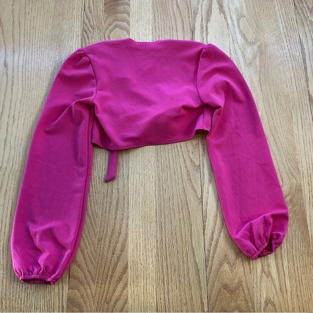 NWT Flounce London Crop Top With Wrap Detail In Fuschia Pink Size US 4 Shirt - Image 5