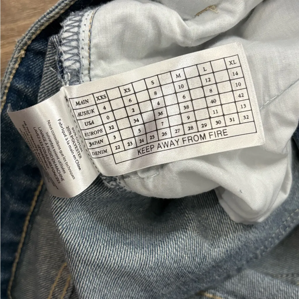 One x One Teaspoon Denim Distressed Patch Work Straight Leg Blue Jeans Size 26 - Image 10