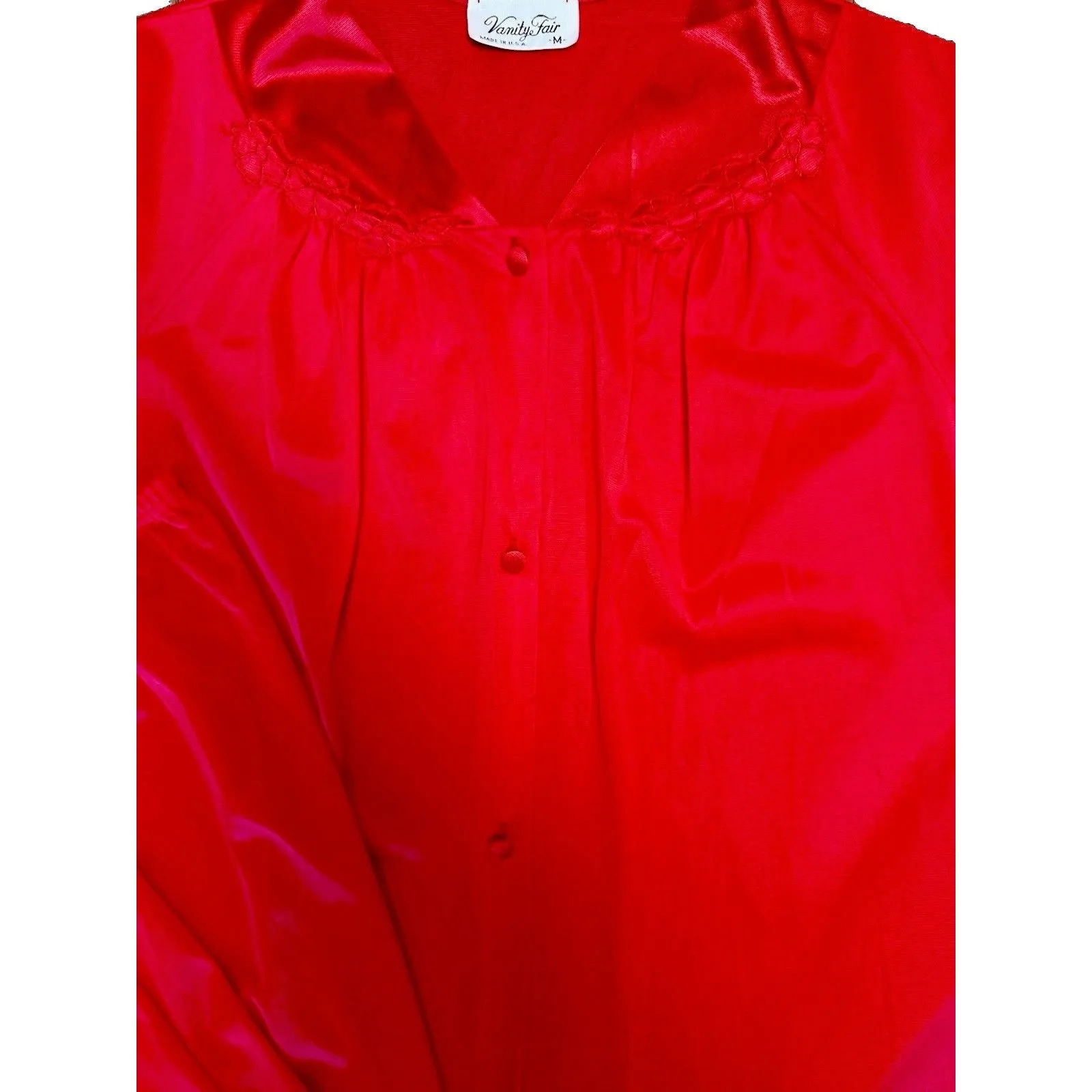 Vintage Vanity Fair Red Pajama Set. Nylon USA. M Late 80s Sleepwear NWT Size M - Image 5