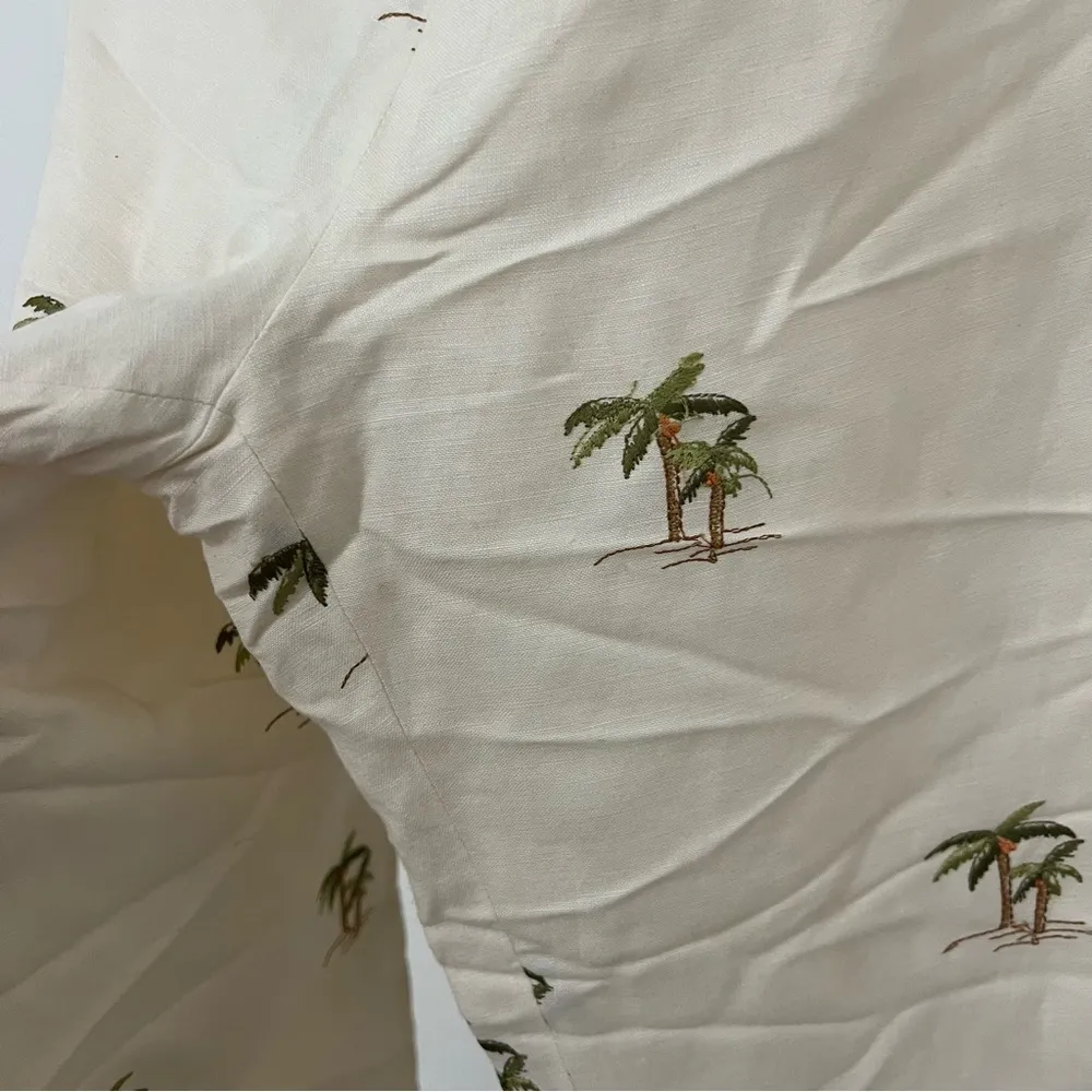 Embroidered Palm Tree Linen Pants Green Size 12 - Image 5