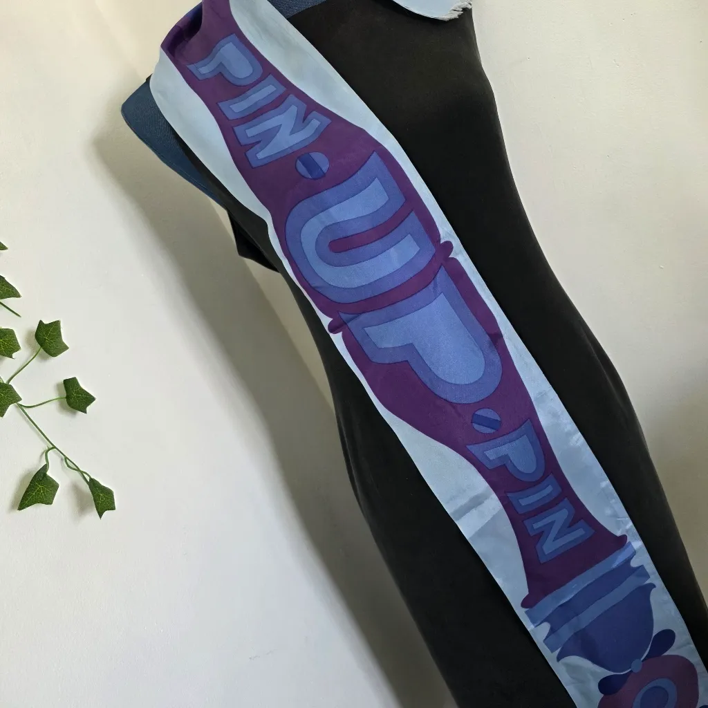 Vintage Pin Up Long Neck Scarf Blue - Image 4