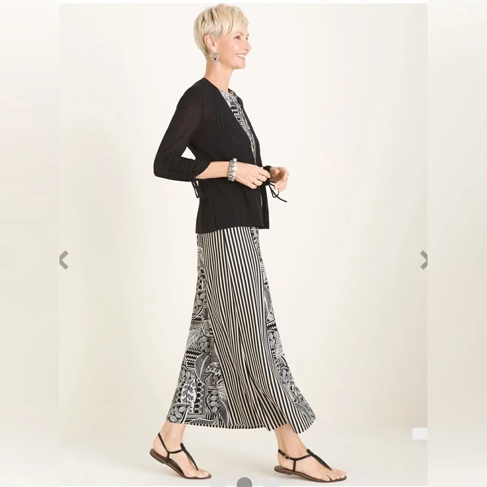 NWT Chico’s Tropical Print Striped Maxi Dress - Image 2