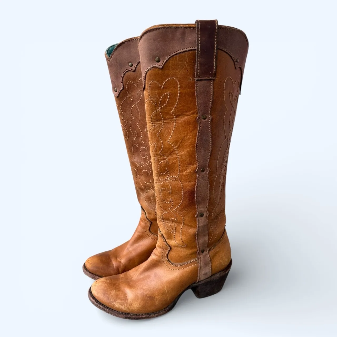 Corral Vintage 1971 Tall Western Boots Brown Leather Cowboy Boho Women’s 6.5 - Image 13