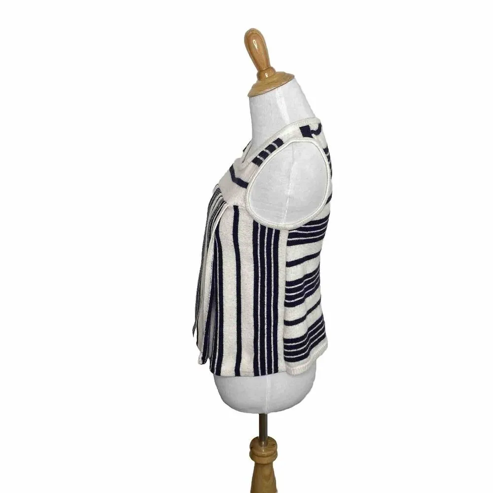 Madewell Stripe Play Sweater Tank Knit Top Black Cream Cotton Viscose Size XS - Image 2