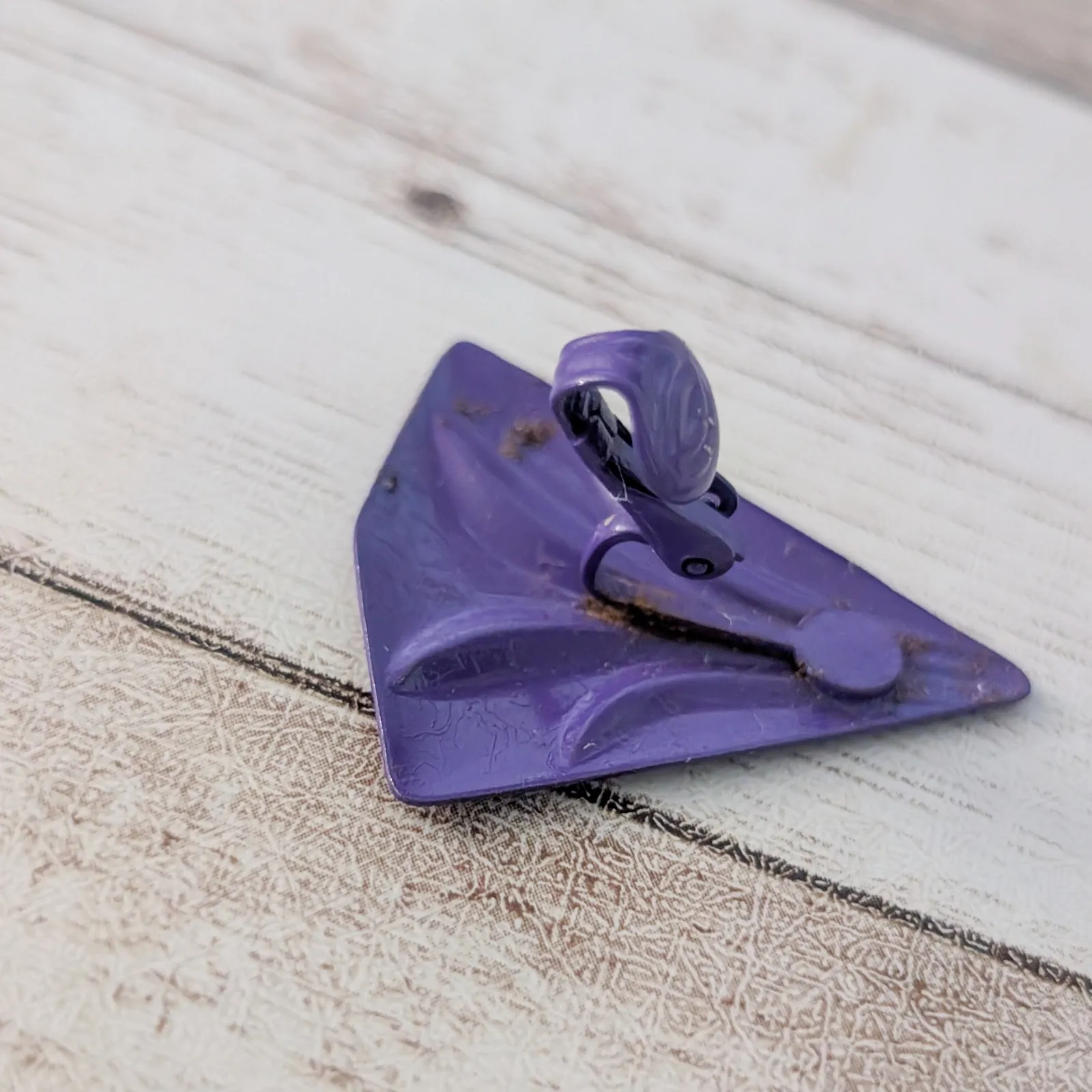 Vintage Clip On Earrings Retro Deep Purple Statement Triangle 1.25" large - Image 6