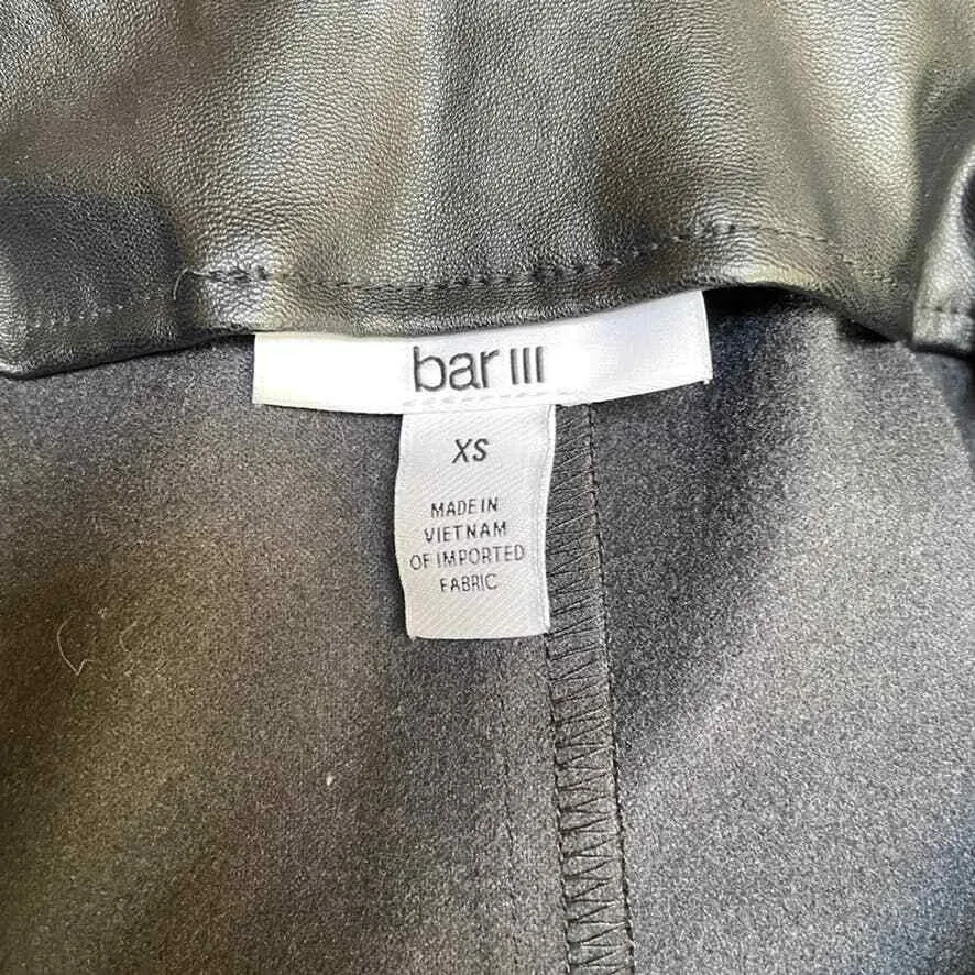 Bar III Non Leather Vegan Skirt Womens XS Black‎ Cross Front Lined Stretch Waist - Image 7