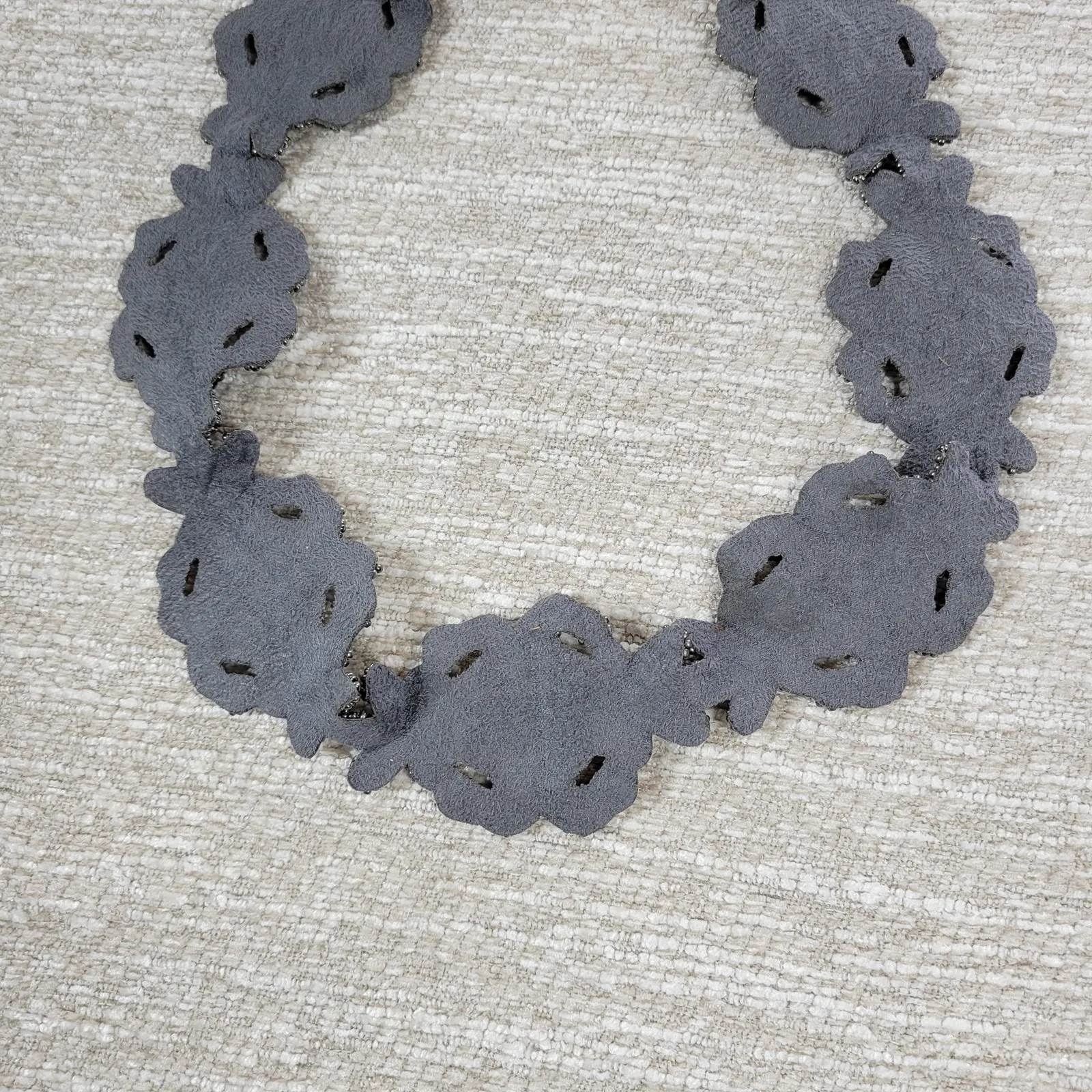 VTG Beaded Belt Womens Gunmetal Gray Stretch Elastic Wide Waist Snap Closure - Image 7