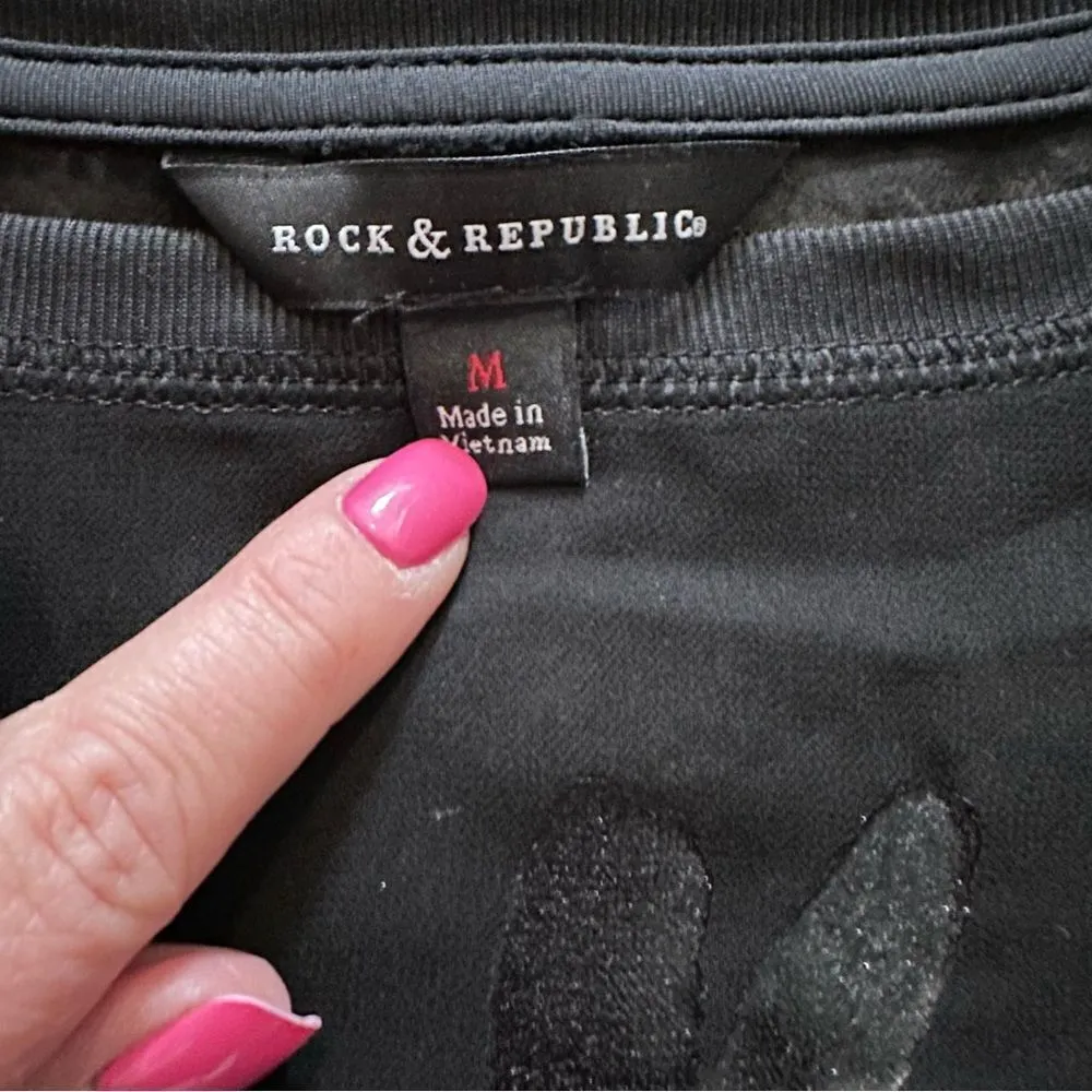 Rock & Republic Talk Is Cheap Sheer Panel Edgey Top Black Size Medium - Image 5