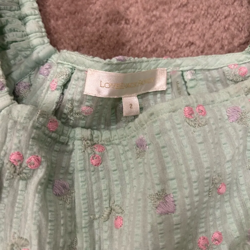 Loveshackfancy SET Aqua Lanya Puff Sleeve Top and Talma Embroidered Mini Skirt - Image 5