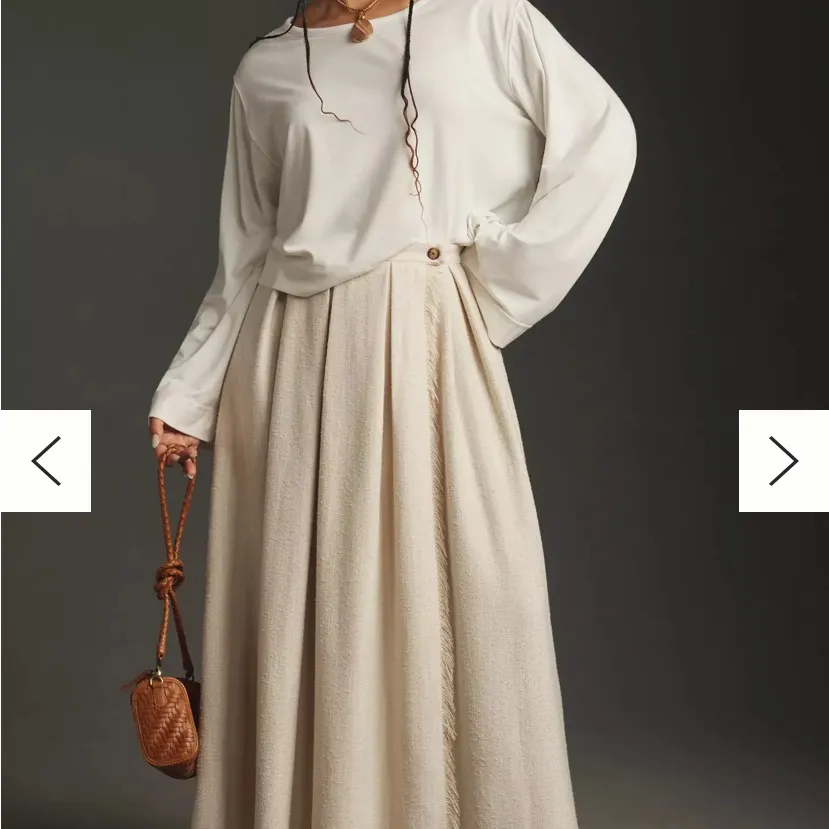 Anthropologie New  East West Wide Long-Sleeve Off White Top Cotton-Tee Fall Basic - Image 5