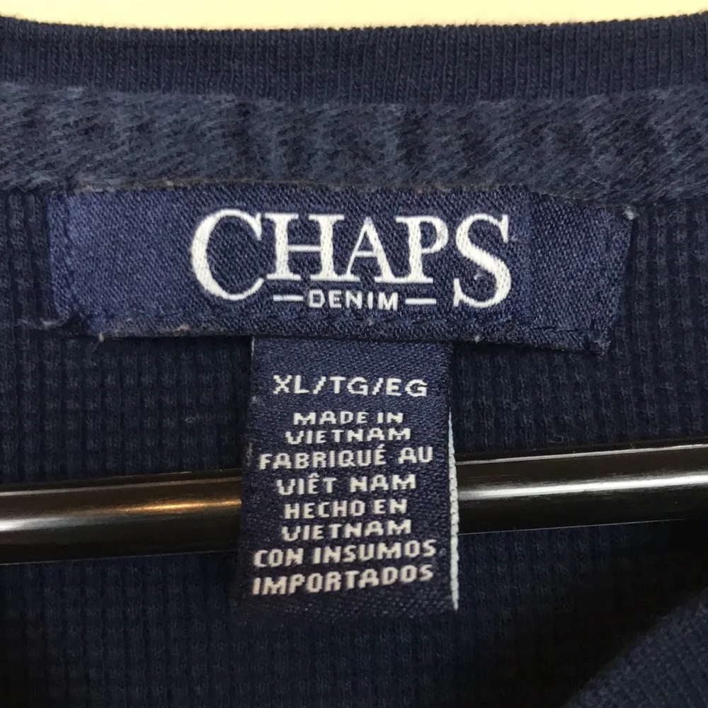 Chaps Women’s Aztec Southwestern Patterned Knit Blue Long Sleeve Henley Shirt - Image 6