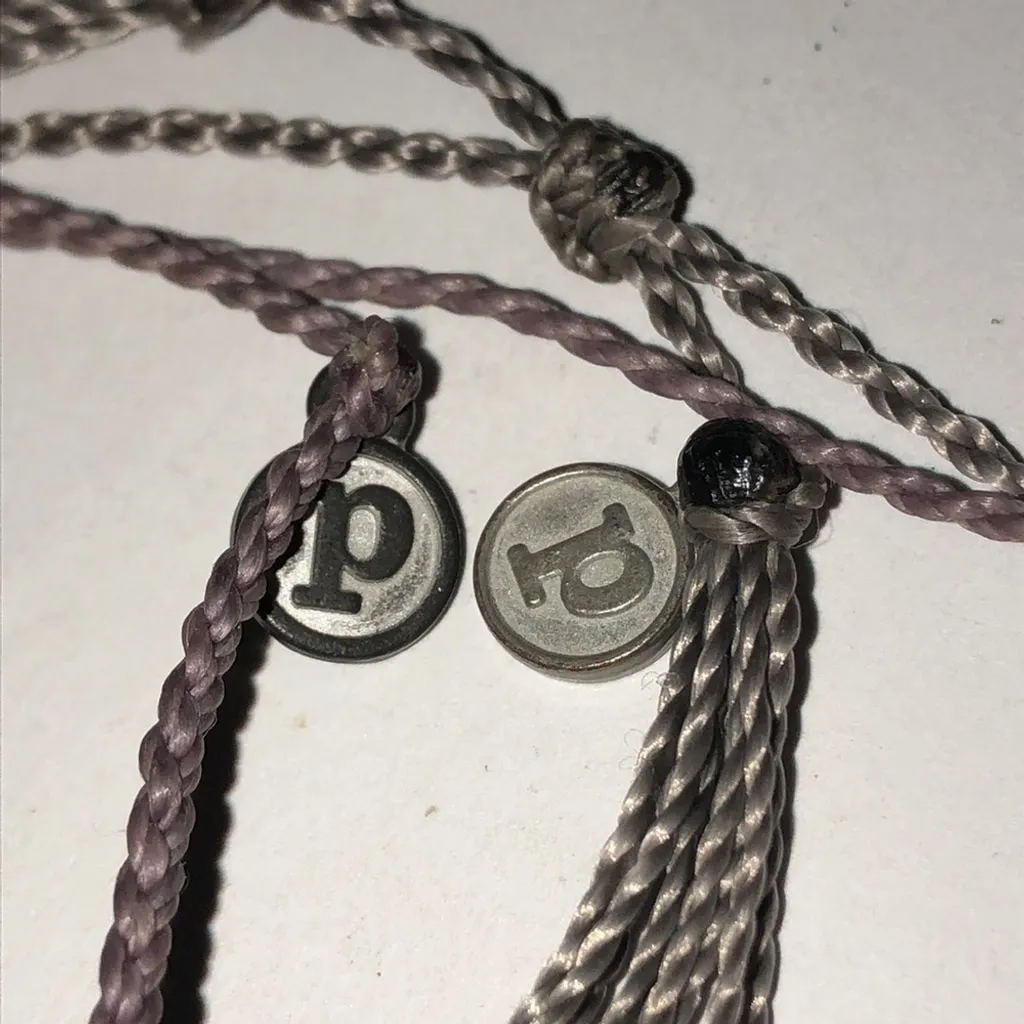 Pura Vida Light Gray Corded Multi Strand & Hat Charm Adjustable Boho Bracelets - Image 2