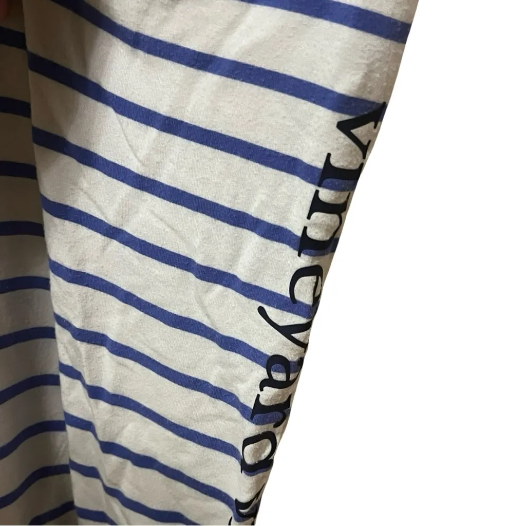 VINEYARD VINES Striped Breton Style Hoodie White Blue Long Sleeve Top Sz S - Image 4