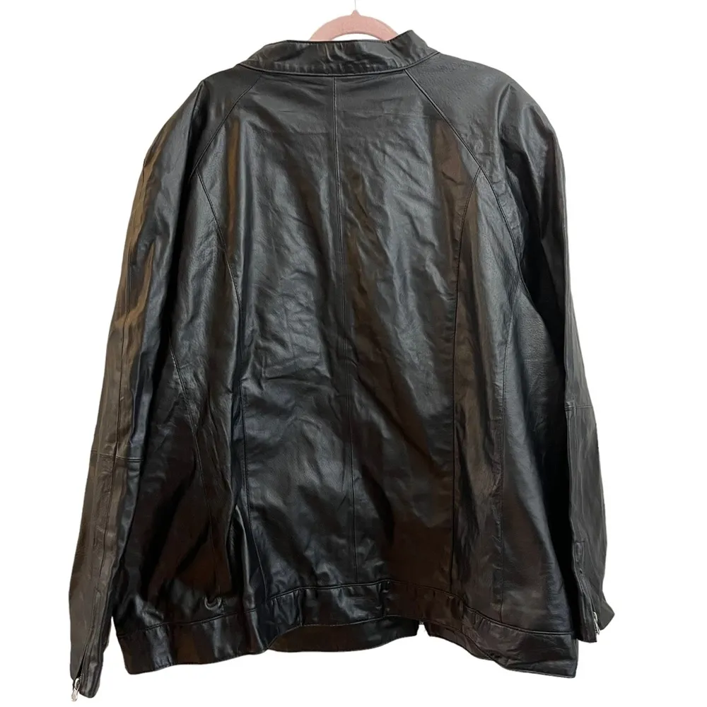 Jessica London Plus Size Zip Front Leather Jacket - Image 4