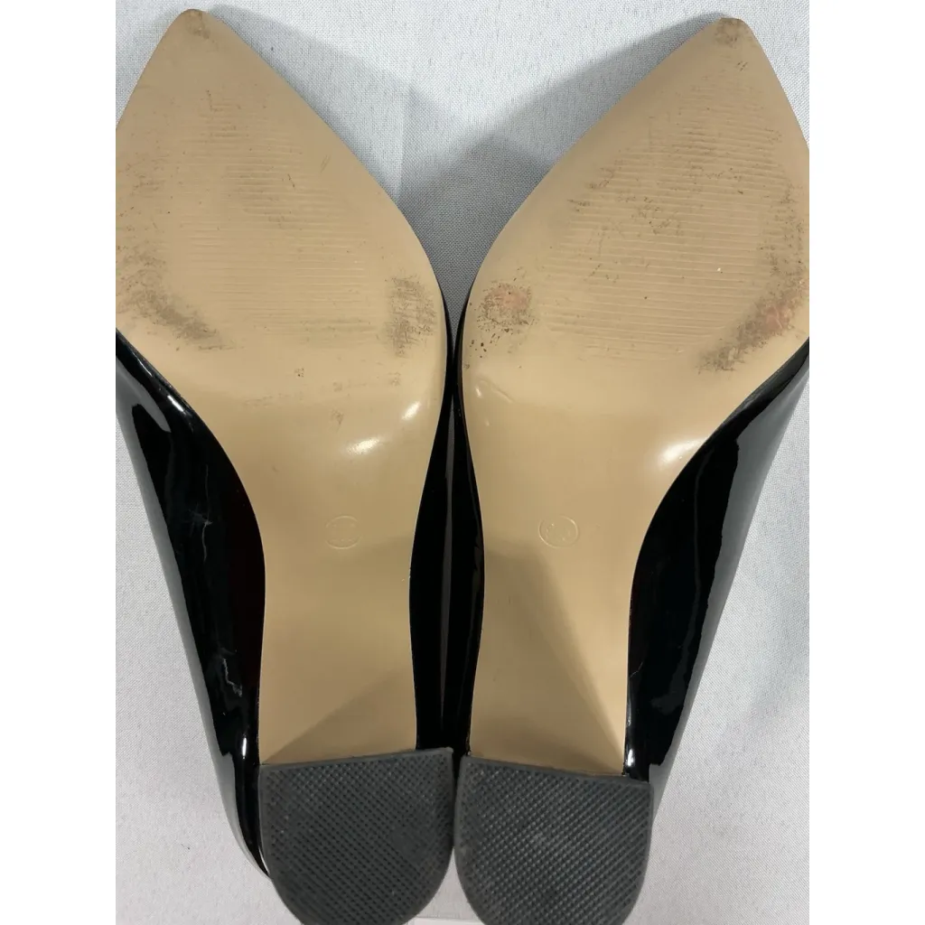 Womans Joy In Love Slipon Pumps 9.5 Stacked Heel Pointed Toe Black - Image 7