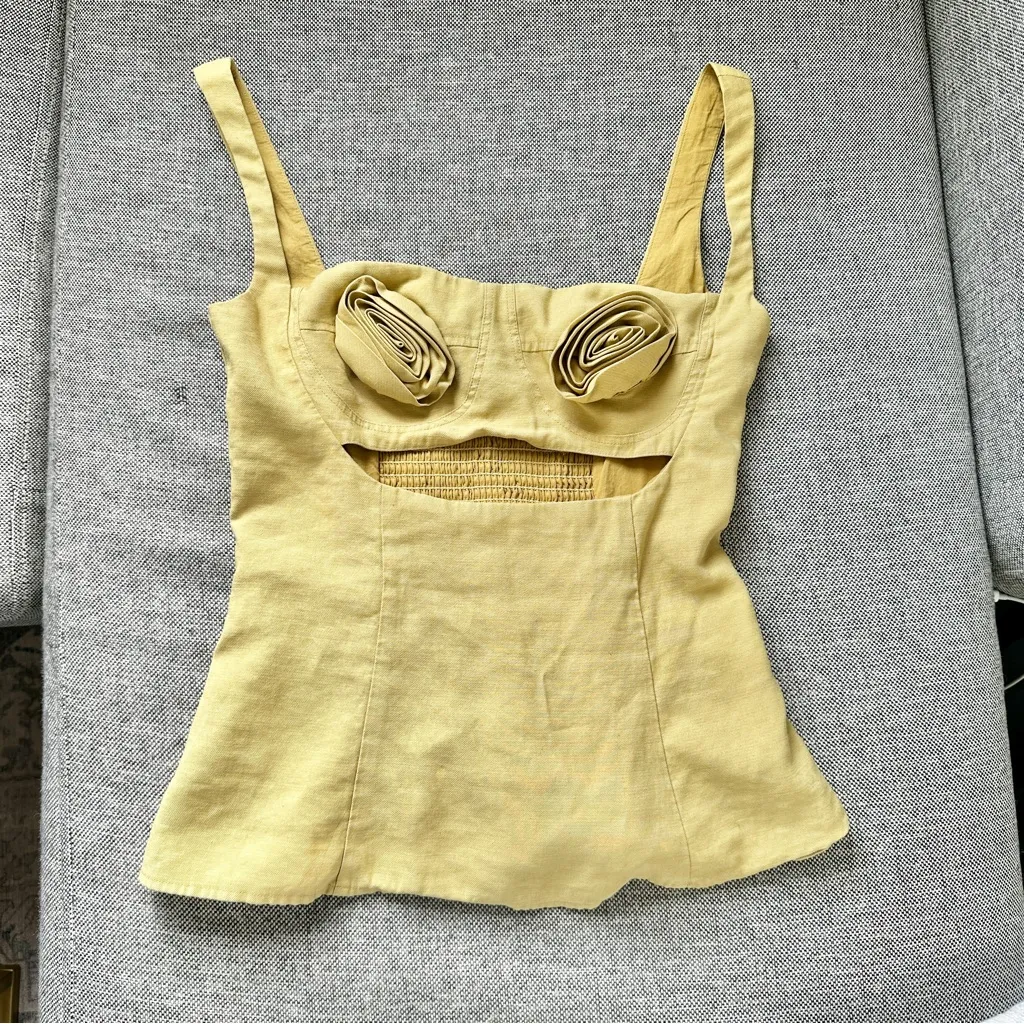 Anthro Saemdi Floral Rosette Cut Out Top - Image 6