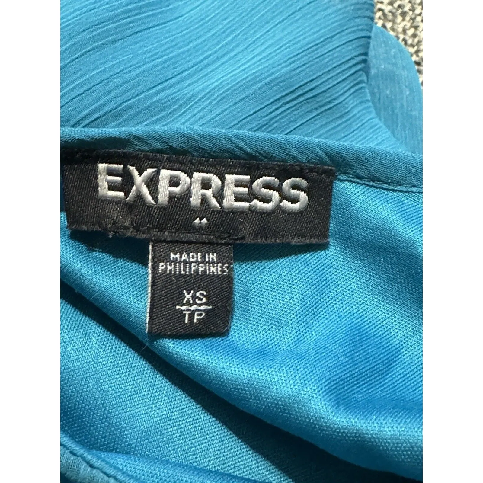 Express Womens Dress XS Chiffon Sequin Beaded Teal Blue Mini Shift Y2k 90s Retro - Image 10