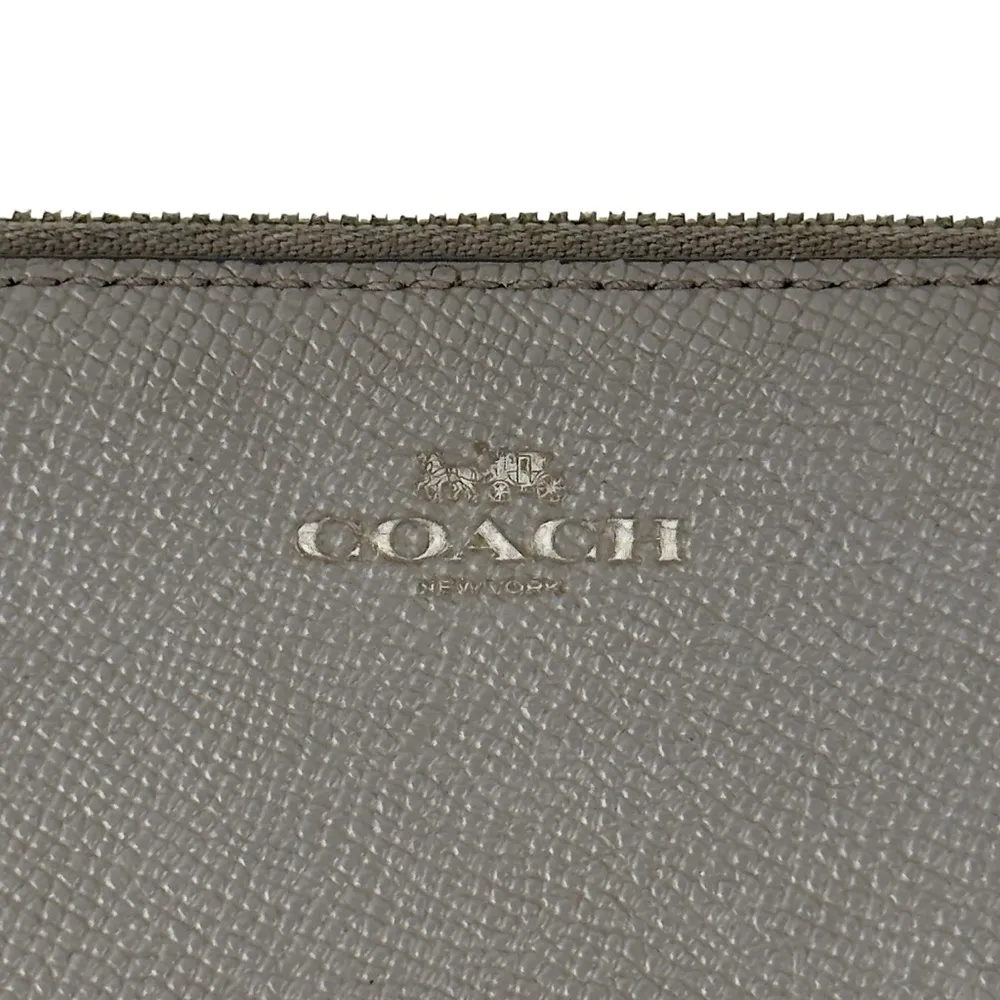 Coach F58032 Corner Zip Wristlet Crossgrain Leather Wallet Gray Small - Image 5